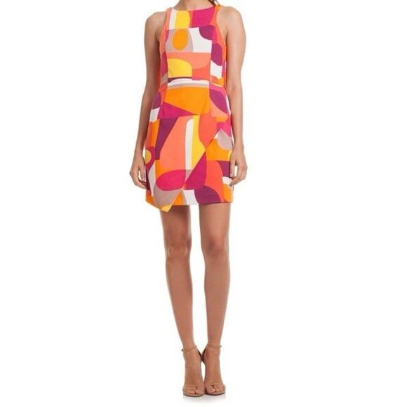 Trina Turk Mini Dress Women Yellow Orange Mod Sleeveless Sz 2 Scooby Doo Costume - Picture 3 of 15